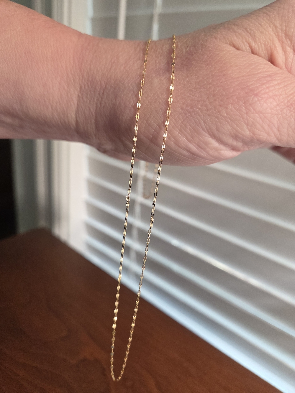 Solid Gold Mirror Link Chain Necklace - Women Jewelry